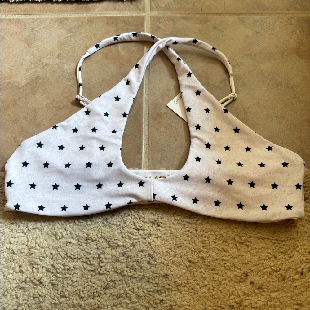 NWT SKATIE White Star Print Halter Bikini Top